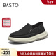 百思圖2025夏季商場(chǎng)新款舒適懶人一腳蹬布鞋厚底男休閑鞋L3309BM5 黑色 41