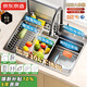 京東京造日式側排集渣壓紋水槽加厚304不銹鋼純鈦0涂層大單槽75*48含龍頭