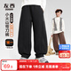左西男童加絨運動(dòng)褲冬季兒童一體絨彎刀褲2025新款褲子潮 黑色 160
