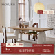 莫語(yǔ)麥兜餐桌原創(chuàng  )設計法式奶油風(fēng)實(shí)木餐桌椅組合原木色書(shū)桌 臺面白橡實(shí)木飾面【1.8米】