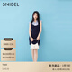 SNIDEL2025秋冬新品氣質(zhì)荷葉領(lǐng)小飛袖領(lǐng)結針織連衣裙SWNO254253 深藍 均碼 (F)