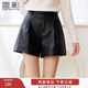 香影劉些寧同款黑色復古港風(fēng)pu皮短褲女2025冬季新款小個(gè)子直筒褲 黑色 M 160/64A/95-110斤