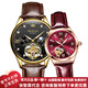 歐利時(shí)（OLEVS）高端名牌2026新款情侶手表一對機械情侶表鏤空夜光防水對表送女友 金黑酒紅色一對【典藏系列】免費刻字