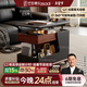 法莎蒂政府補貼客廳邊幾可移動(dòng)沙發(fā)邊桌意式極簡(jiǎn)邊柜小推車(chē)茶幾置物架 BJ3024【黑+胡桃色】可移動(dòng)小推車(chē)邊幾