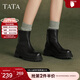 他她（TATA）厚底彈力瘦瘦靴女靴法式真皮秋冬短靴子新款7D243DD4 黑色 36