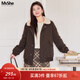 MsShe【仿羊羔毛翻領(lǐng)棉服】大碼女裝2025款冬裝胖mm夾棉加厚外套 拿鐵色現貨 3XL