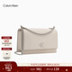 Calvin Klein【情人節禮物】單肩包荔枝紋包包金屬搭扣鏈條翻蓋CK女包斜挎包