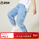 ASK JUNIOR童裝兒童褲子女童中大童2026春裝運動(dòng)跑步長(cháng)褲牛仔褲 藍色 130