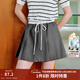 茵曼2025夏季女裝新款撞色松緊腰頭百褶裙運動(dòng)風(fēng)活力網(wǎng)球褲短褲 貴族灰 L