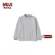 MUJI 大童 起毛 高領(lǐng)長(cháng)袖T恤 童裝打底衫秋衣兒童 25年冬季 CB1P8A5A 煙熏藍色條紋 140 /68A