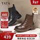 他她（TATA）靴子2025冬百搭時(shí)尚厚底馬丁靴女短靴子百搭休閑 黑色（絨里） 37