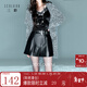 三彩2025冬季新款PU皮短褲寬松闊腿褲休閑褲靴褲顯瘦潮流M 經(jīng)典黑 M 160/68A 160/68A