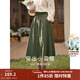 茵曼（INMAN）半身裙女士2026年春夏女裝新款復古顯瘦通勤中長(cháng)款純棉長(cháng)裙子 茶綠色 -18518192 XL