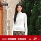 森馬（Semir）長(cháng)袖t恤女短款半高領(lǐng)薄絨輕暖打底衫2024冬新款純色修身抓絨內搭 奶白10534 S