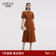 歌莉婭|天絲醋酸連衣裙女2025新款通勤穿搭襯衫裙子1E7C4K260 81Y啡紅 S