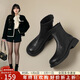 ZHR平底短靴女2025冬新款加絨英倫馬丁靴女顯瘦雪地靴子女JF307A黑36