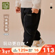 拉比男童褲子兒童束口長(cháng)褲黑色保暖休閑褲2025秋冬童裝0-6歲 黑色 90 cm