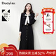 朵以2025秋季新款復古千金風(fēng)波點(diǎn)飄帶V領(lǐng)假兩件黑色長(cháng)袖連衣裙 黑色 S