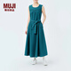MUJI IDEE 女式 泡泡紗 無(wú)袖連衣裙 女裝裙子夏季長(cháng)裙 GAD62C4S 深藍色 均碼 165/88A