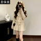 圣保美小香風(fēng)連衣裙女秋冬季2026新款小個(gè)子針織毛衣韓系穿搭短裙子套裝 淺卡其色套裝 S
