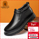 老人頭（LAORENTOU）棉靴冬雪地靴頭層真皮加絨保暖防滑中老年棉鞋爸爸鞋 LA296 黑42