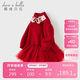 戴維貝拉女童半裙套裝秋冬寶寶國風(fēng)兩件套兒童紅色衣服