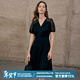 愛(ài)特愛(ài)（EITIE）舒適醋纖蕾絲鏤空裙子收腰V領(lǐng)顯瘦通勤連衣裙夏季新款7407113 極簡(jiǎn)黑20 L 165