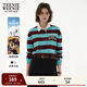 Teenie Weenie小熊學(xué)院風(fēng)撞色條紋Polo翻領(lǐng)長(cháng)袖T恤打底衫上衣學(xué)院 酒紅色 S (160)