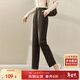 尚都比拉冬季簡(jiǎn)約百搭休閑褲女通勤顯瘦九分哈倫毛呢褲女 棕色 M 
