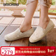 斯凱奇（Skechers）女鞋秋季漁夫鞋單鞋新中式蕾絲平底鞋淺口一腳蹬通勤鞋113025