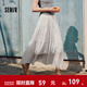 森馬（Semir）半身裙女松緊腰蛋糕裙百搭2025新款夏季肌理雪紡長(cháng)裙垂感優(yōu)雅 白黑色調00319 L