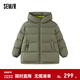 森馬兒童羽絨服2025冬裝新款面包服三防外套寬松連帽男童女童上衣 豆蔻綠40907 160
