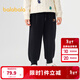 巴拉巴拉童裝兒童長(cháng)褲加絨保暖束腳褲男童休閑褲冬季褲子厚款百搭 黑色90001 110
