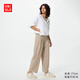 優(yōu)衣庫常規款女裝高彈力寬腿褲/防紫外線(xiàn)防曬褲26春夏新款483291 32 深米色 S