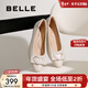 百麗（Belle）時(shí)尚蝴蝶結淺口單鞋女鞋休閑舒適牛皮單鞋D3R1DAQ5 米白 36 (230mm)