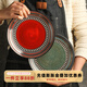 舍里美式陶瓷手繪西餐盤(pán)子圓盤(pán)彩色牛排盤(pán)湯盤(pán)菜盤(pán)沙拉盤(pán)微波爐餐盤(pán) 紅色轉印-平盤(pán) 8英寸 單個(gè)入