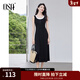 歐莎（OSA）休閑拼接針織連衣裙女2025夏季新款修身顯瘦無(wú)袖背心長(cháng)裙氣質(zhì) 黑色 S