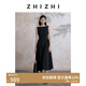 致知ZHIZHI 宣清瀅 無(wú)袖連衣裙女2025夏季新款流行一字領(lǐng)設計 黛黑 XS