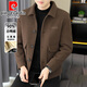 皮爾卡丹（pierre cardin）高端羽絨服男士冬季潮流休閑翻領(lǐng)輕熟風(fēng)短款毛呢大衣外套 咖啡色 XL 適合130-145斤
