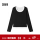 森馬（Semir）打底衫女修身顯瘦內搭可外穿拼接假兩件上衣長(cháng)袖秋裝時(shí)尚百搭 黑白色調00491 XL
