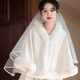 南木熊披肩女外搭氣質(zhì)2025年新款秋冬斗篷高級感新娘結婚毛披肩加厚保暖 白色
