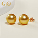 GiO珠寶 南洋金珍珠耳釘18K金海水珍珠耳飾GUILD赤金生日禮物送老婆 GUILD極光五星赤金18K金 9-10mm