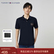 Tommy Hilfiger【平紋針織】春夏男裝純棉休閑簽字體刺繡翻領(lǐng)短袖T恤POLO 深藍色FAP XS （推薦：100-120斤）