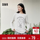 森馬（Semir）長(cháng)袖T恤女秋季oversize印花蝴蝶結2025少女感套頭衫10A525101006