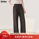 MsShe【醋酸羊毛呢】大碼女裝2025秋冬裝胖mm直筒闊腿糯米加長(cháng)褲 拿鐵色現貨 3XL