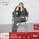 三彩2025秋季新款兩件套休閑套裝假兩件刺繡套頭衫直筒褲簡(jiǎn)約M 深邃灰 L 165/88A