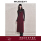 MAXRIENY【商場(chǎng)同款-節慶穿搭】騏驥紅復古安哥拉紅針織吊帶連衣裙 暗紅 L
