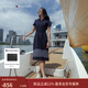 Tommy Hilfiger【條紋裙擺】春夏女裝氣質(zhì)休閑五?？凼昭@瘦POLO連衣裙 藏青色FAP M