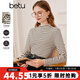百圖betu女裝秋季新款衛衣女士高彈力半高領(lǐng)修身長(cháng)袖T恤2309T36 黑白條 M