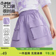 ASK JUNIOR兒童褲子夏季中大童大褲腳短褲運動(dòng)五分褲女童青少年中褲 紫色
